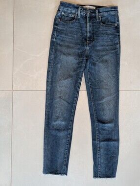 Denim Forum The Lola High Rise Skinny Crop Jeans Wash Blue Women's Size 27